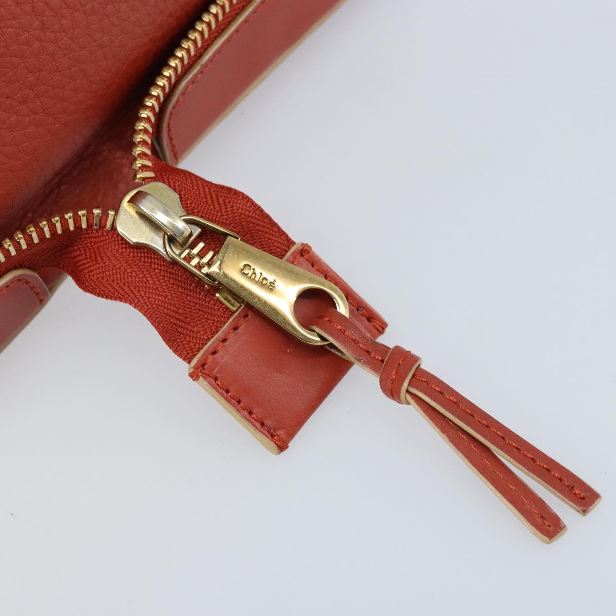 Chloe Hand Bag Leather Red Gold Auth BA11654