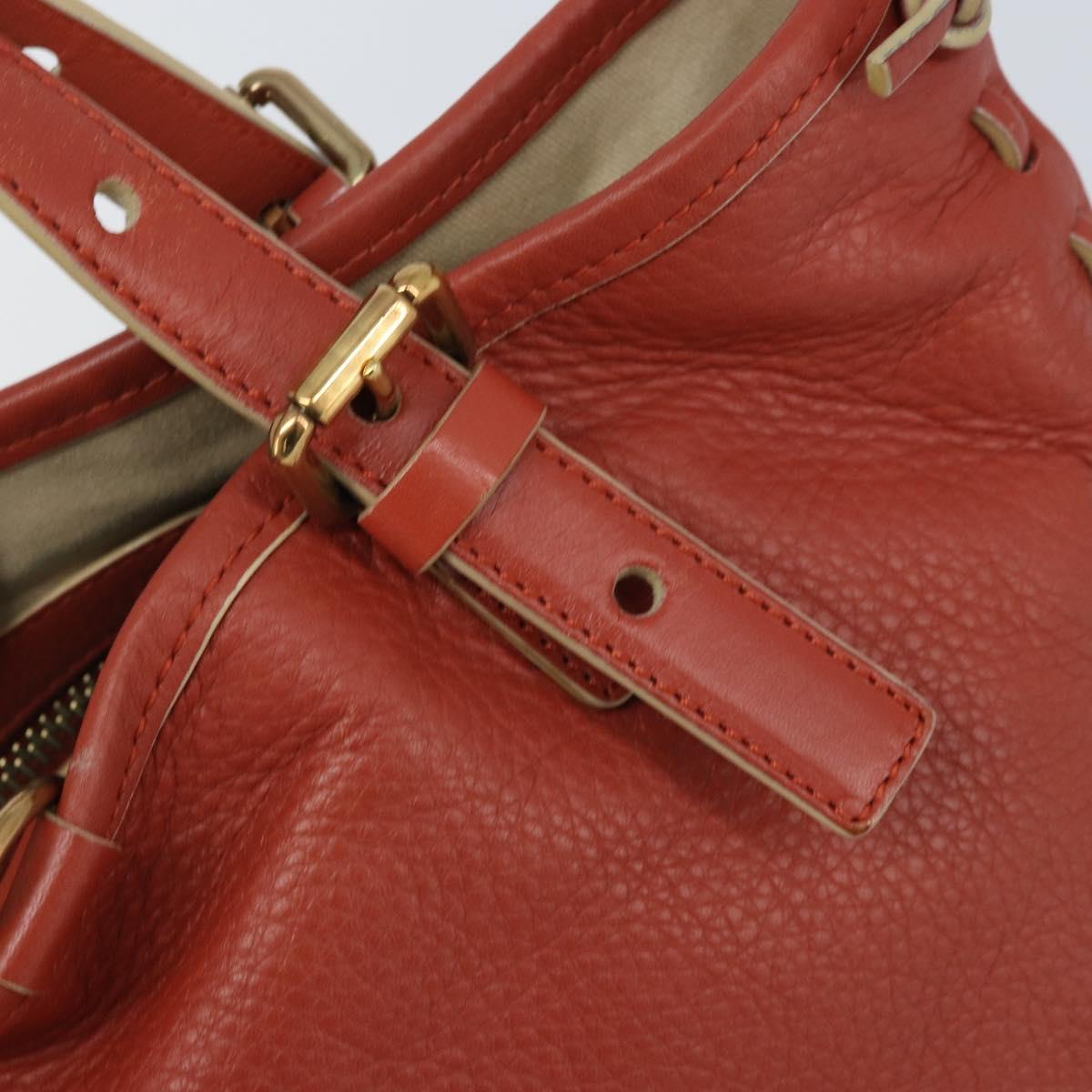 Chloe Hand Bag Leather Red Gold Auth BA11654