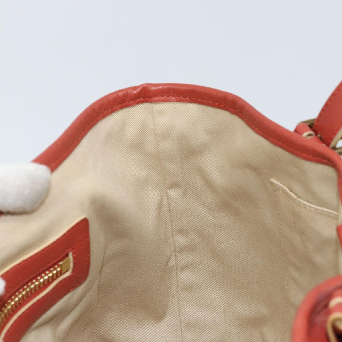 Chloe Hand Bag Leather Red Gold Auth BA11654