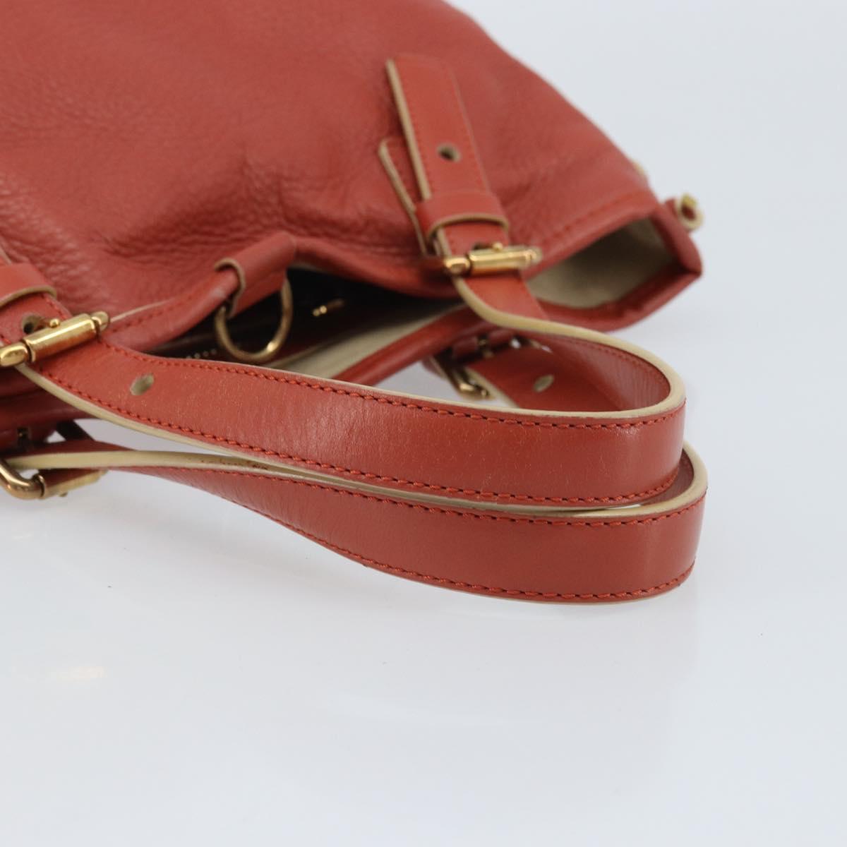 Chloe Hand Bag Leather Red Gold Auth BA11654