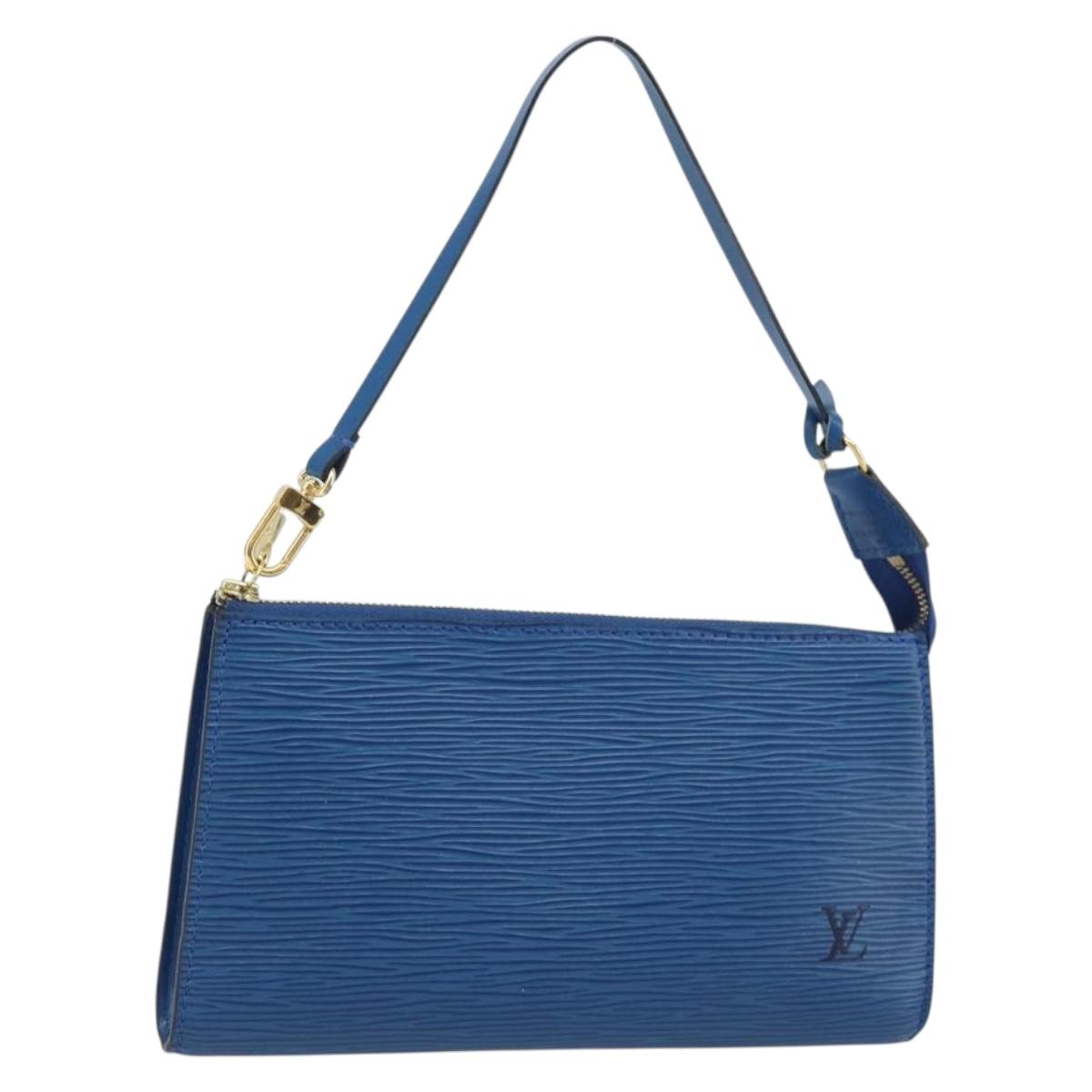 LOUIS VUITTON Epi Pochette Accessoires Pouch Blue M52985 LV Auth BA11656