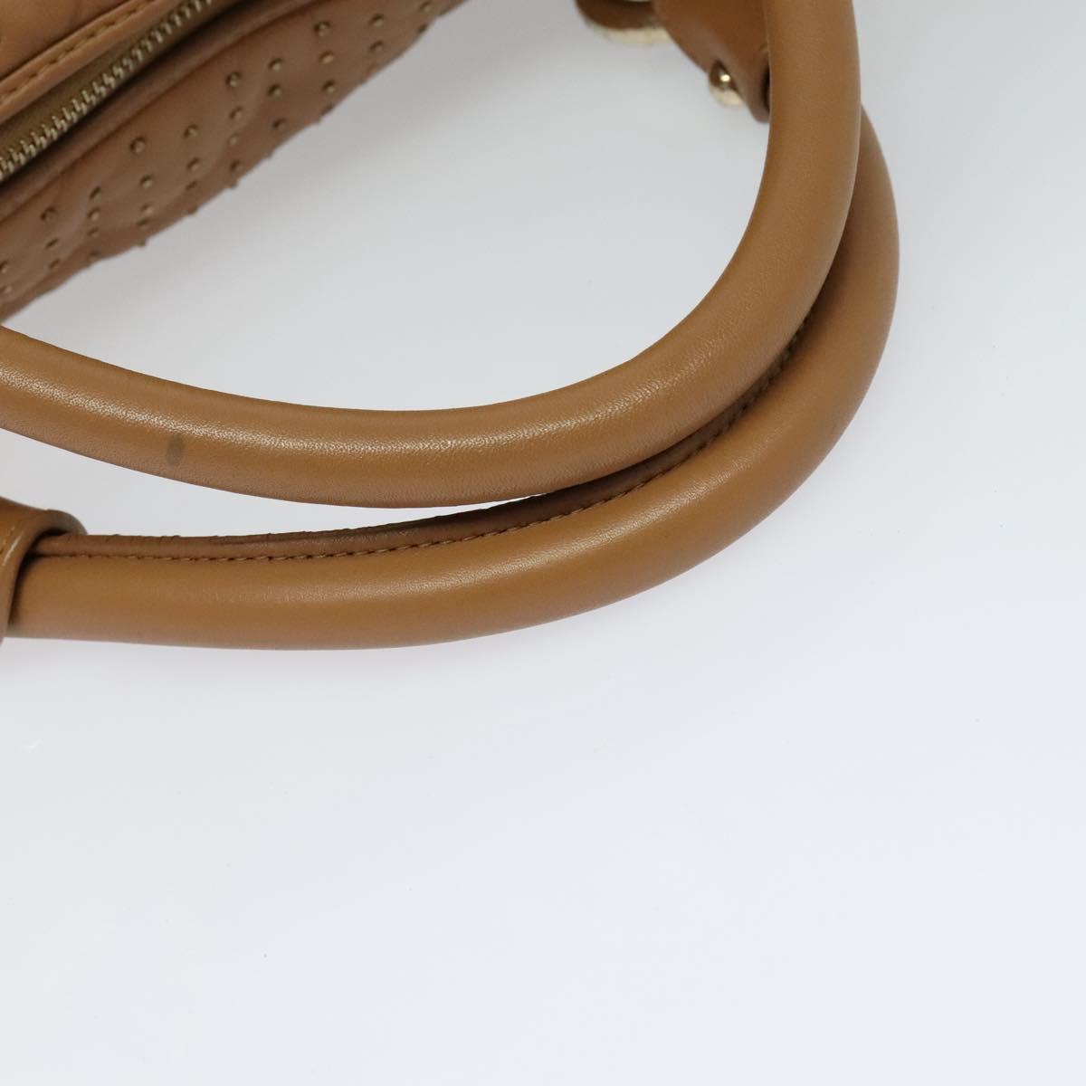 BALLY Hand Bag Leather Brown Gold Auth BA1166