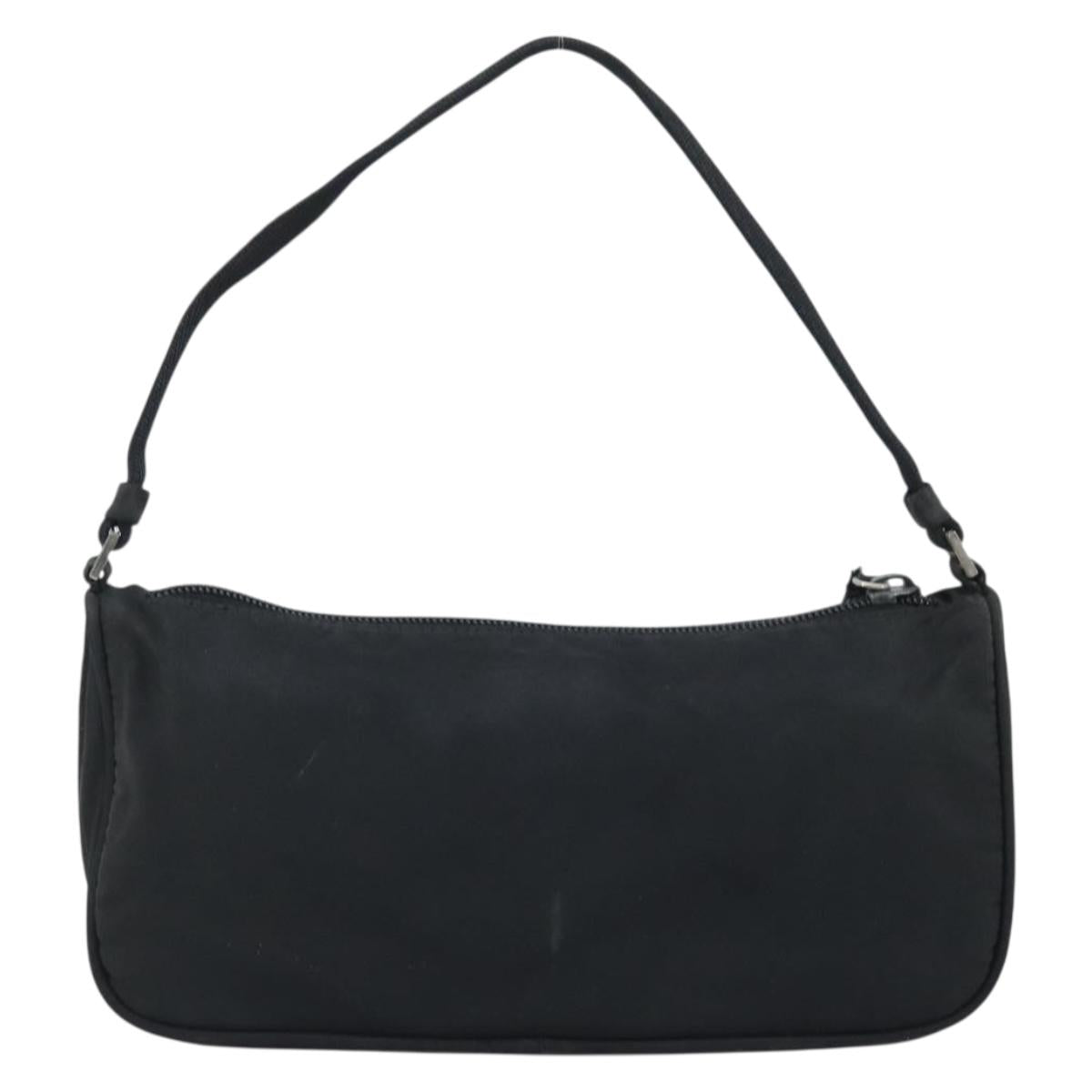 PRADA Accessory Pouch Nylon Black Silver Auth BA11668