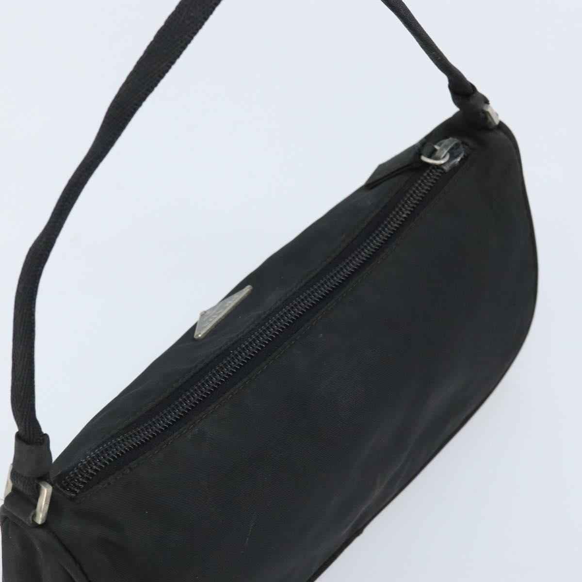 PRADA Accessory Pouch Nylon Black Silver Auth BA11668