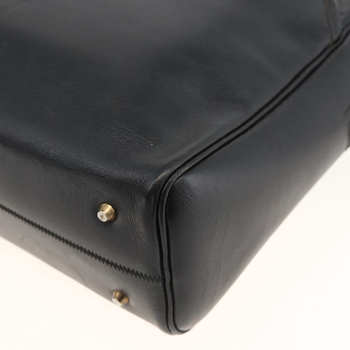 Christian Dior Hand Bag Leather Black Gold Auth BA11678