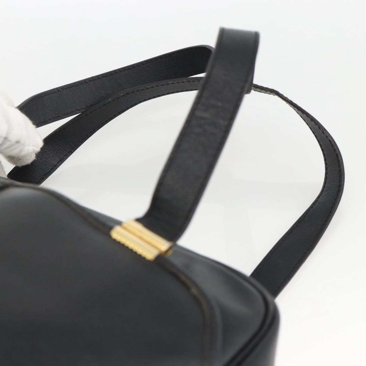 Christian Dior Hand Bag Leather Black Gold Auth BA11678