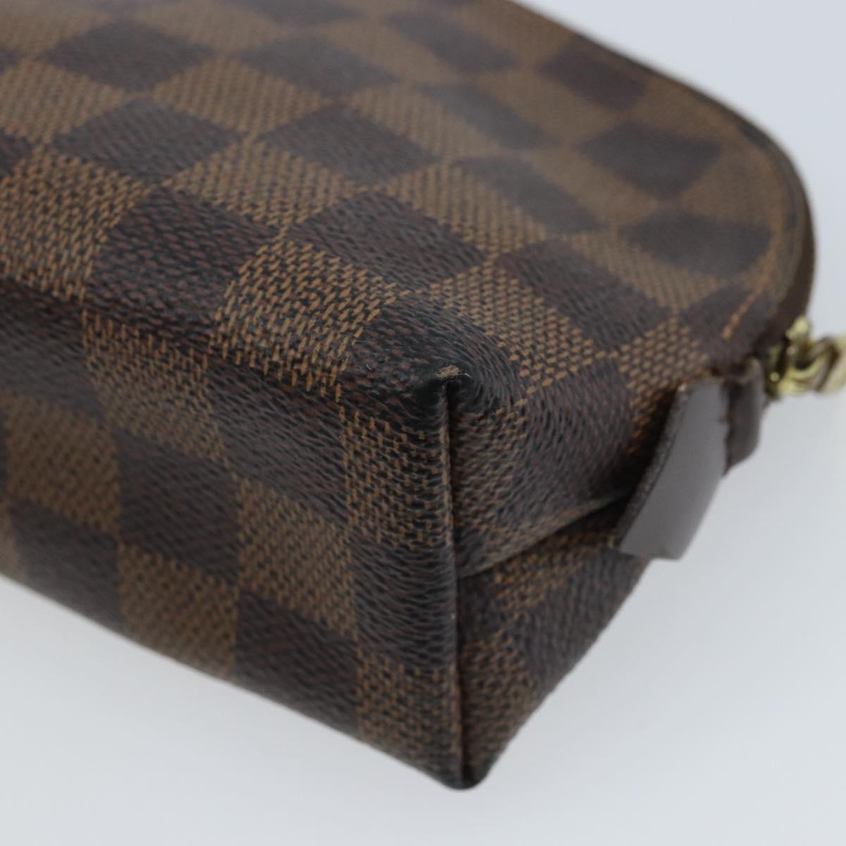 LOUIS VUITTON Damier Ebene Pochette Cosmetic PM Pouch N47516 LV Auth BA11689