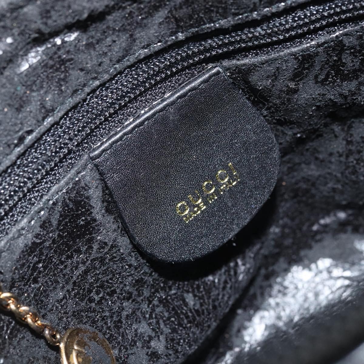 GUCCI Bamboo Hand Bag Leather 2way Black Gold 007 2865 0231 Auth BA11694