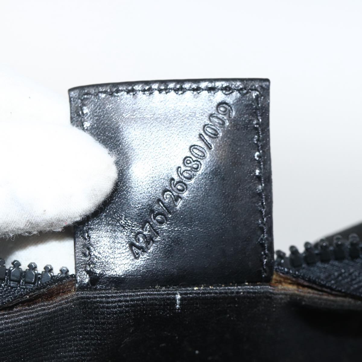 FENDI Hand Bag Canvas Black Silver Auth BA11699