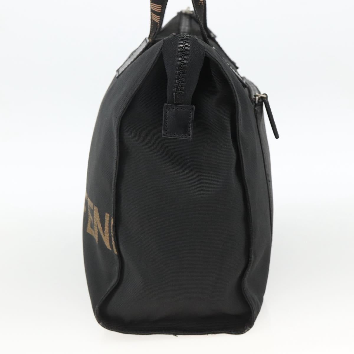 FENDI Hand Bag Canvas Black Silver Auth BA11699