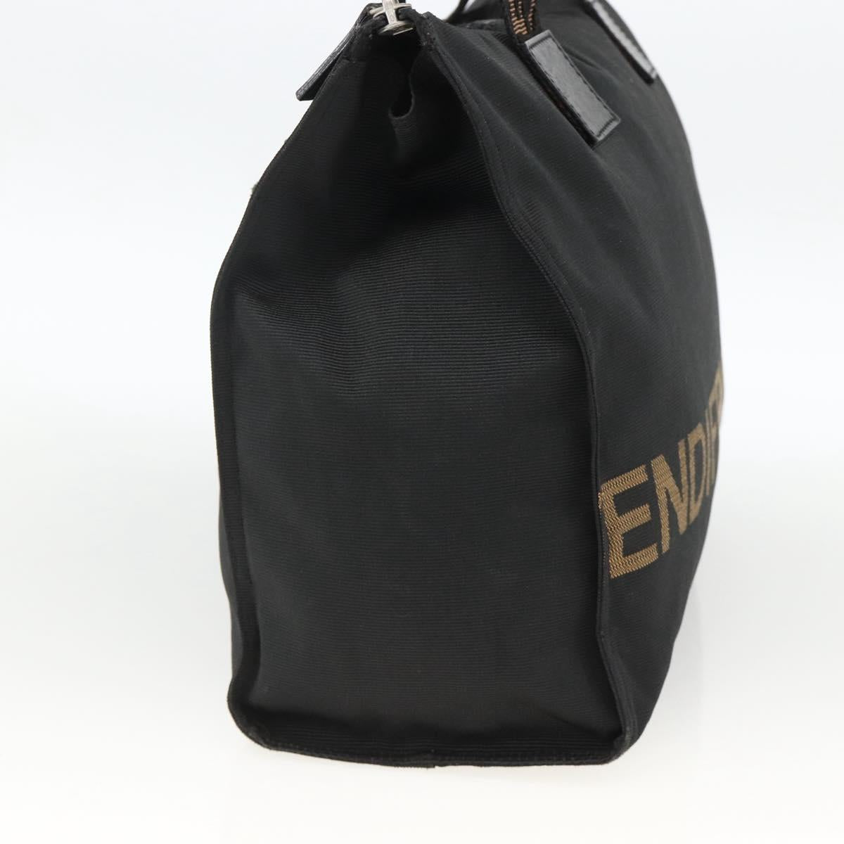 FENDI Hand Bag Canvas Black Silver Auth BA11699