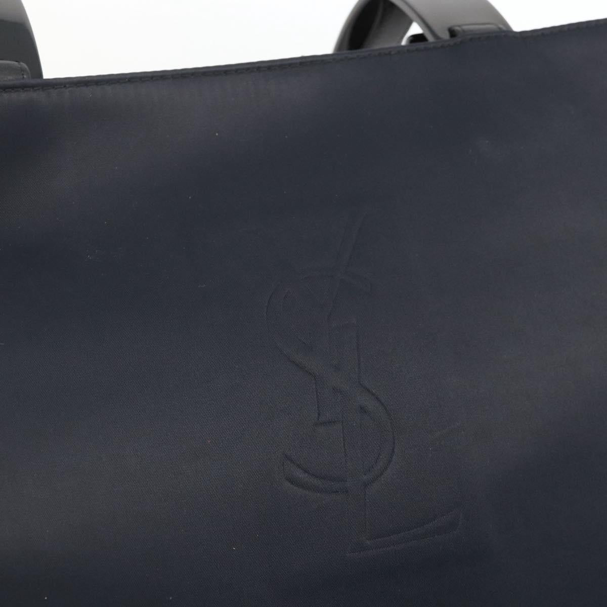SAINT LAURENT Shoulder Bag Nylon Navy Silver Auth BA11701