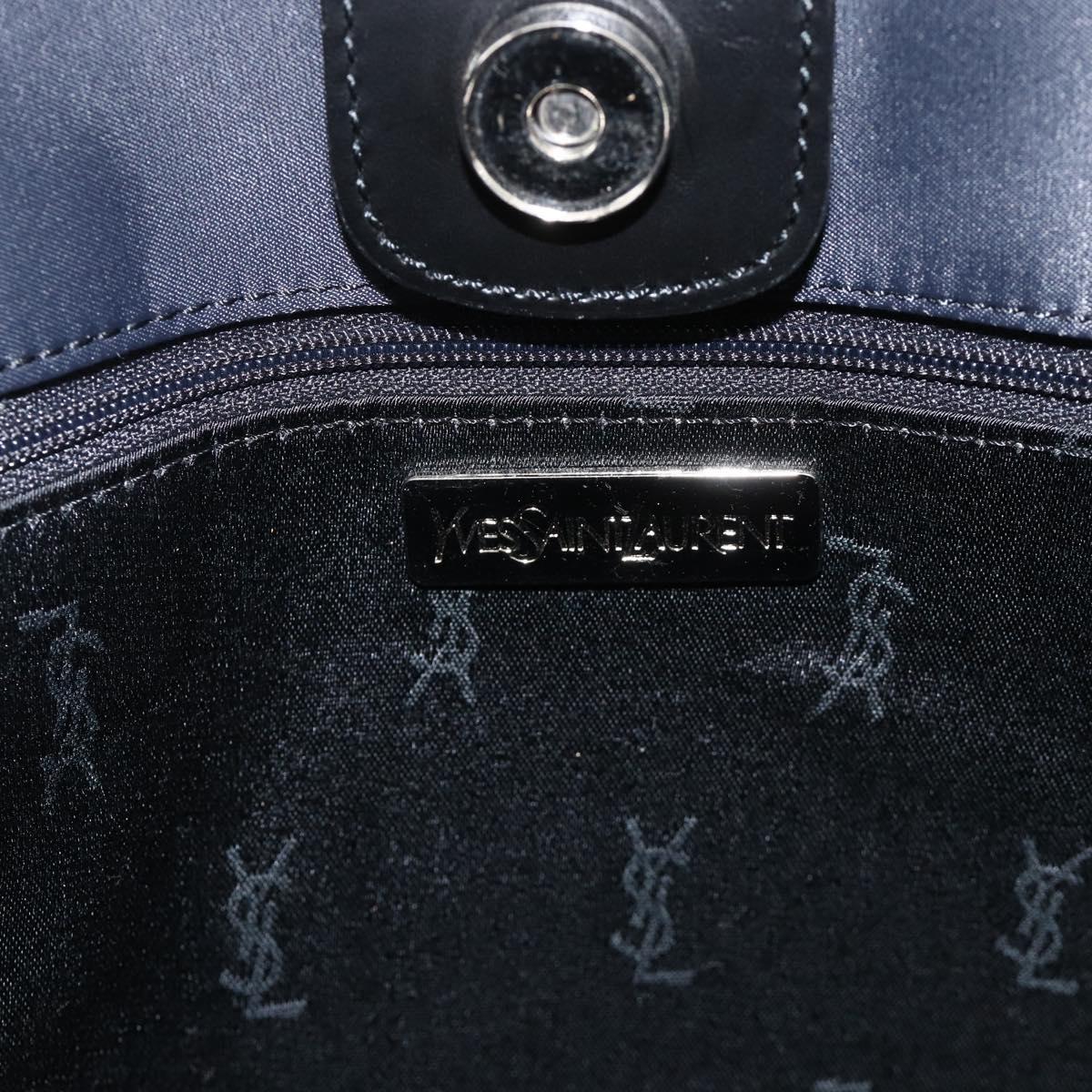 SAINT LAURENT Shoulder Bag Nylon Navy Silver Auth BA11701