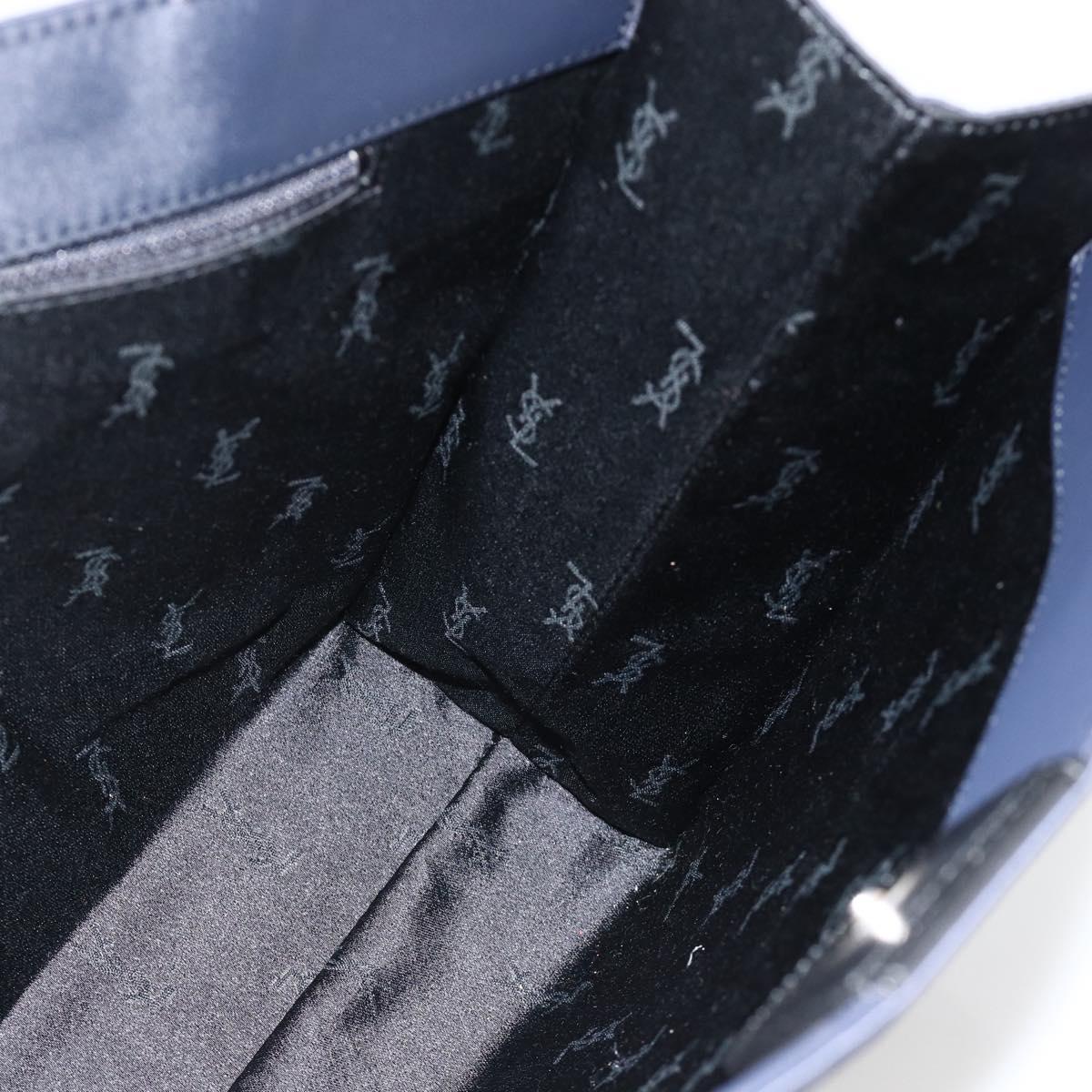 SAINT LAURENT Shoulder Bag Nylon Navy Silver Auth BA11701