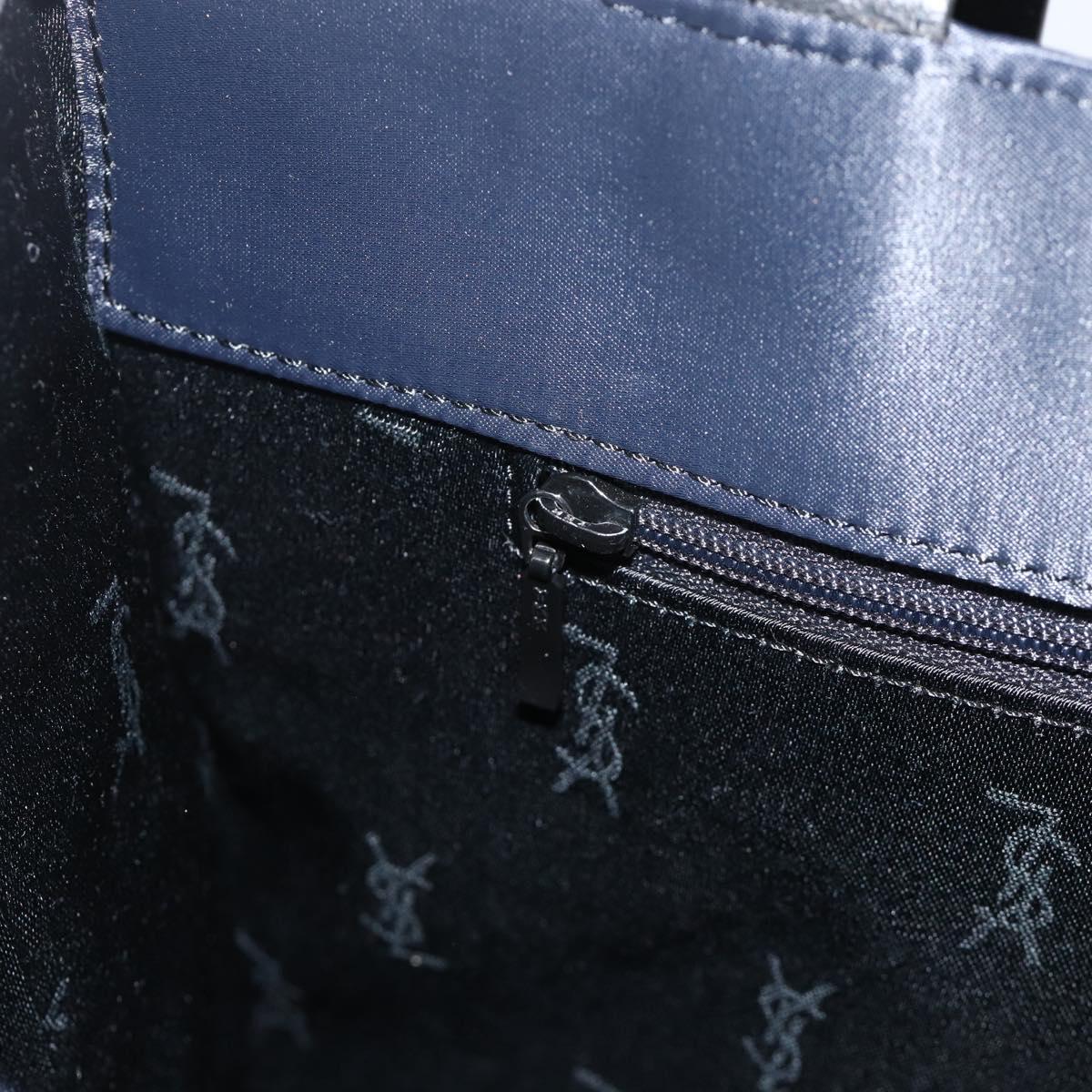 SAINT LAURENT Shoulder Bag Nylon Navy Silver Auth BA11701