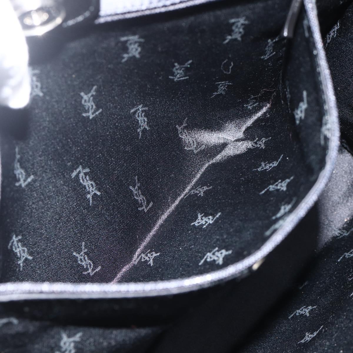 SAINT LAURENT Shoulder Bag Nylon Navy Silver Auth BA11701