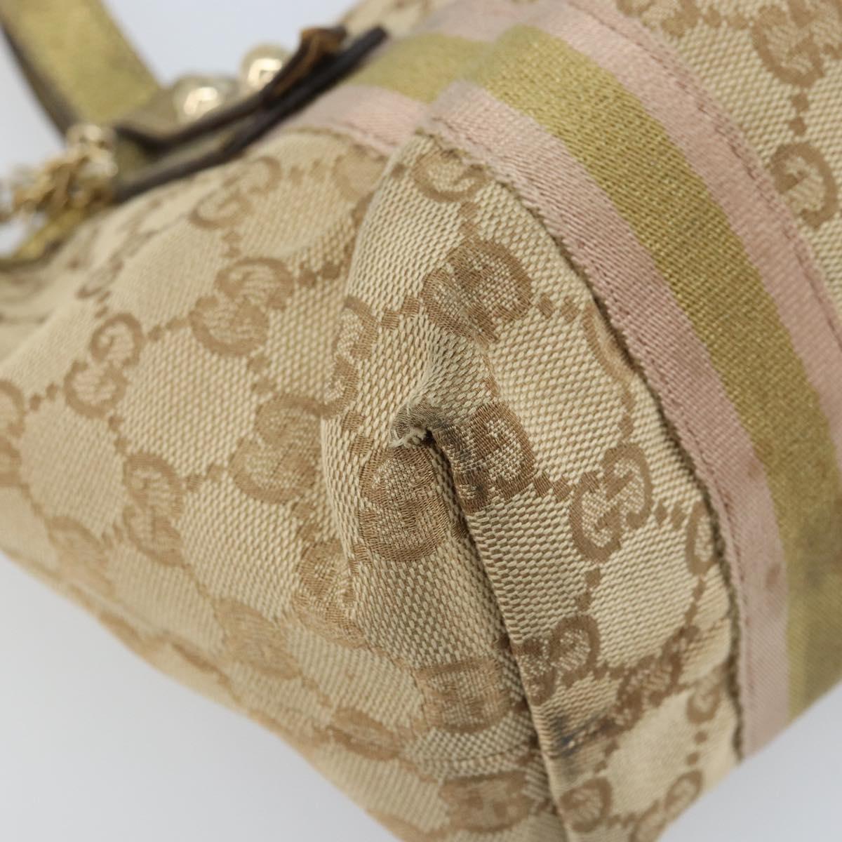 GUCCI GG Canvas Sherry Line Hand Bag Beige Gold 139261 Auth BA11705