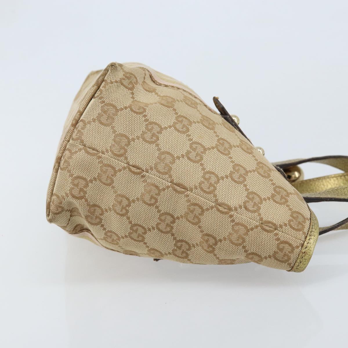 GUCCI GG Canvas Sherry Line Hand Bag Beige Gold 139261 Auth BA11705