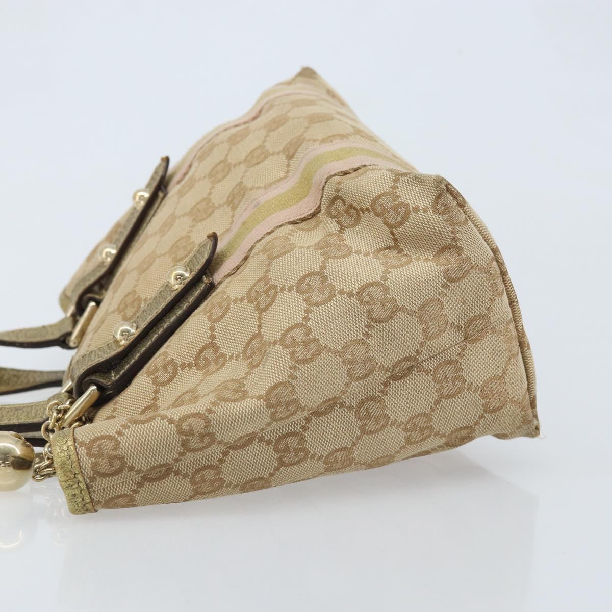 GUCCI GG Canvas Sherry Line Hand Bag Beige Gold 139261 Auth BA11705