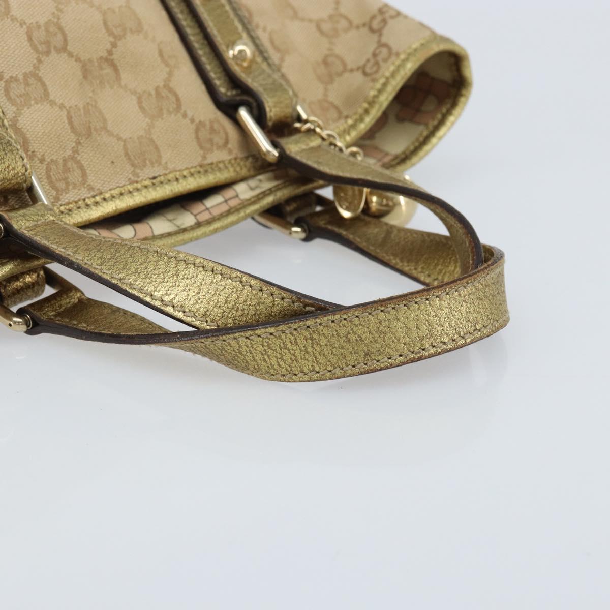 GUCCI GG Canvas Sherry Line Hand Bag Beige Gold 139261 Auth BA11705