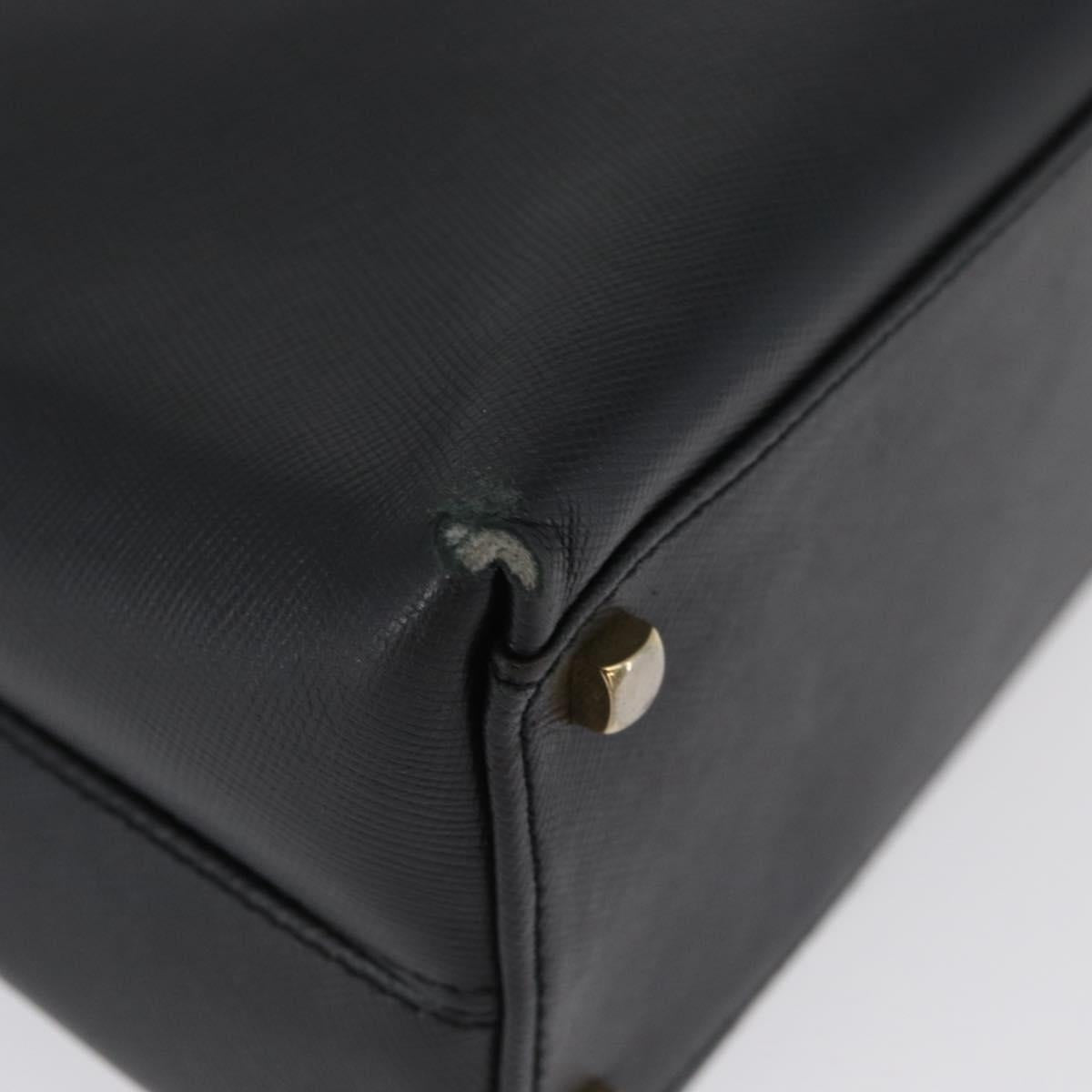 Salvatore Ferragamo Gancini Hand Bag Leather 2way Black Gold Auth BA11707