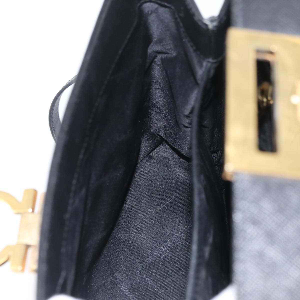 Salvatore Ferragamo Gancini Hand Bag Leather 2way Black Gold Auth BA11707