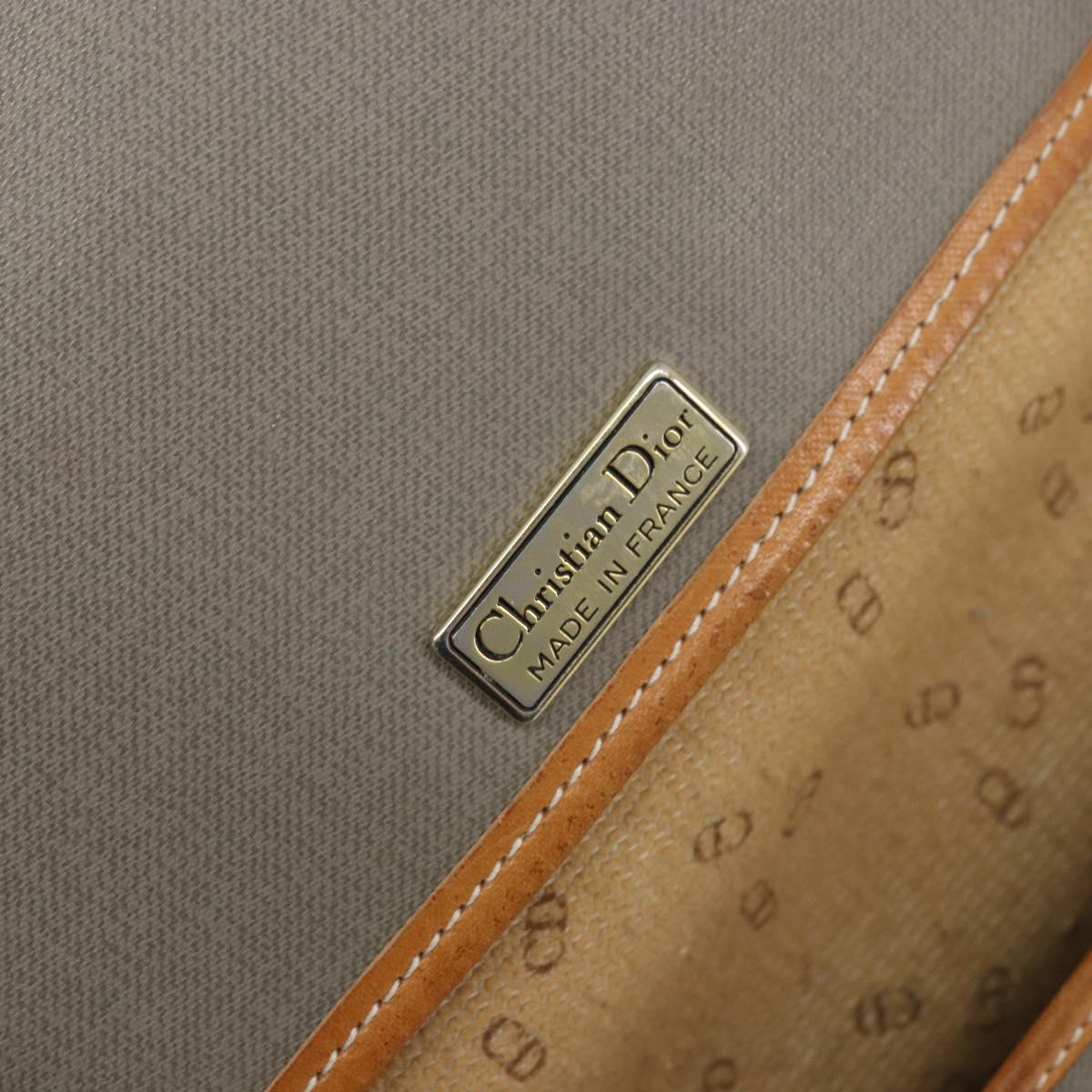 Christian Dior Shoulder Bag PVC Leather Gray Gold Auth BA11708