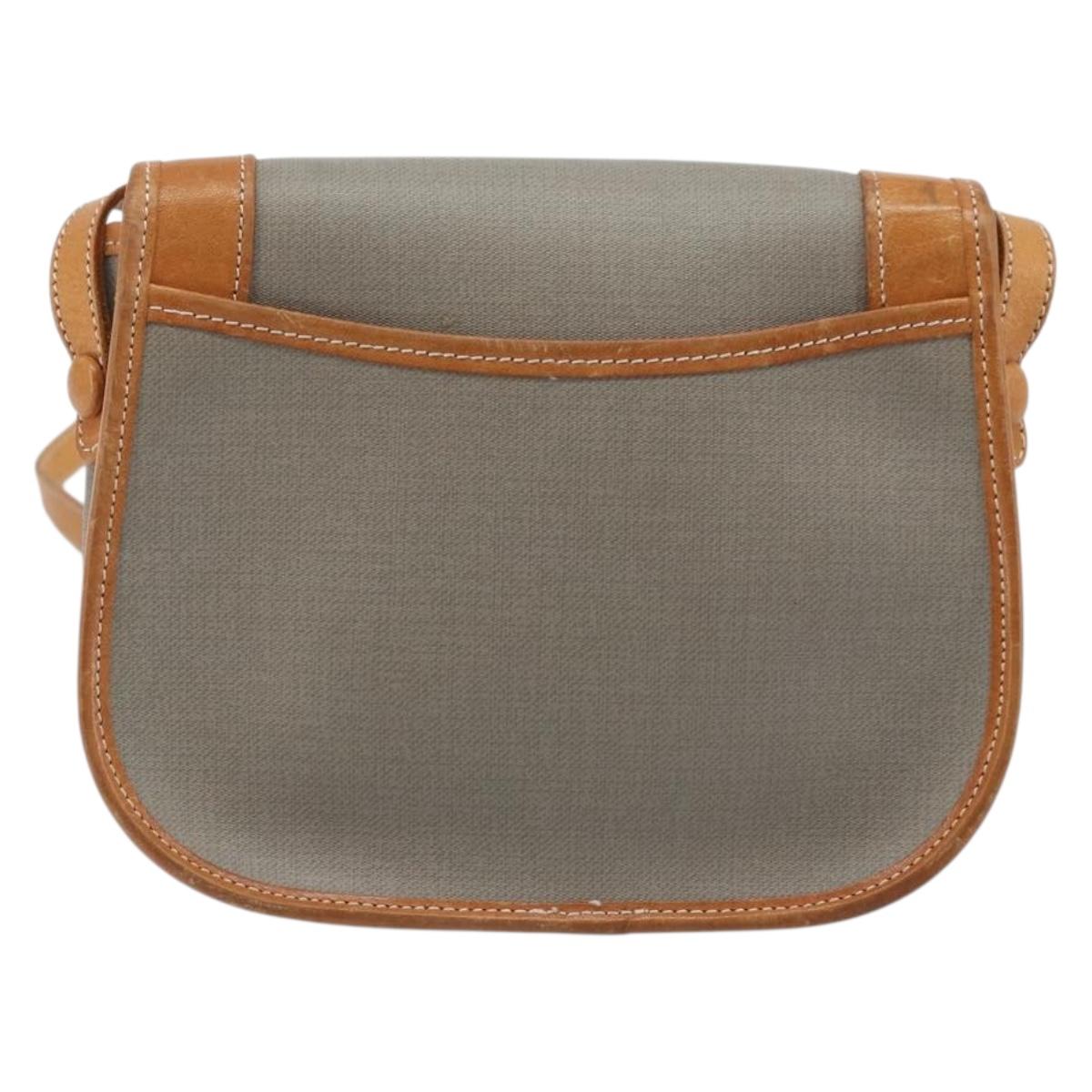 Christian Dior Shoulder Bag PVC Leather Gray Gold Auth BA11708
