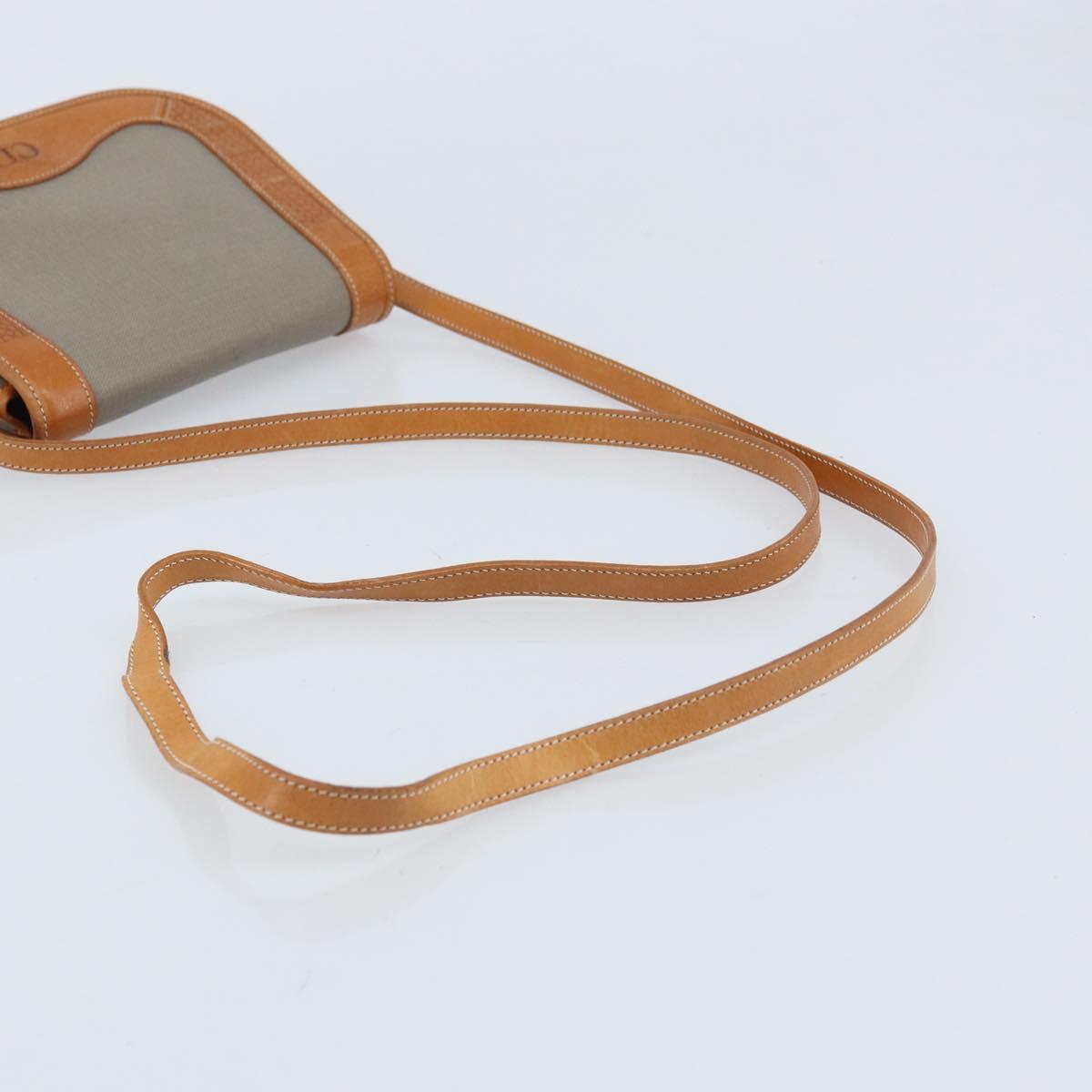 Christian Dior Shoulder Bag PVC Leather Gray Gold Auth BA11708