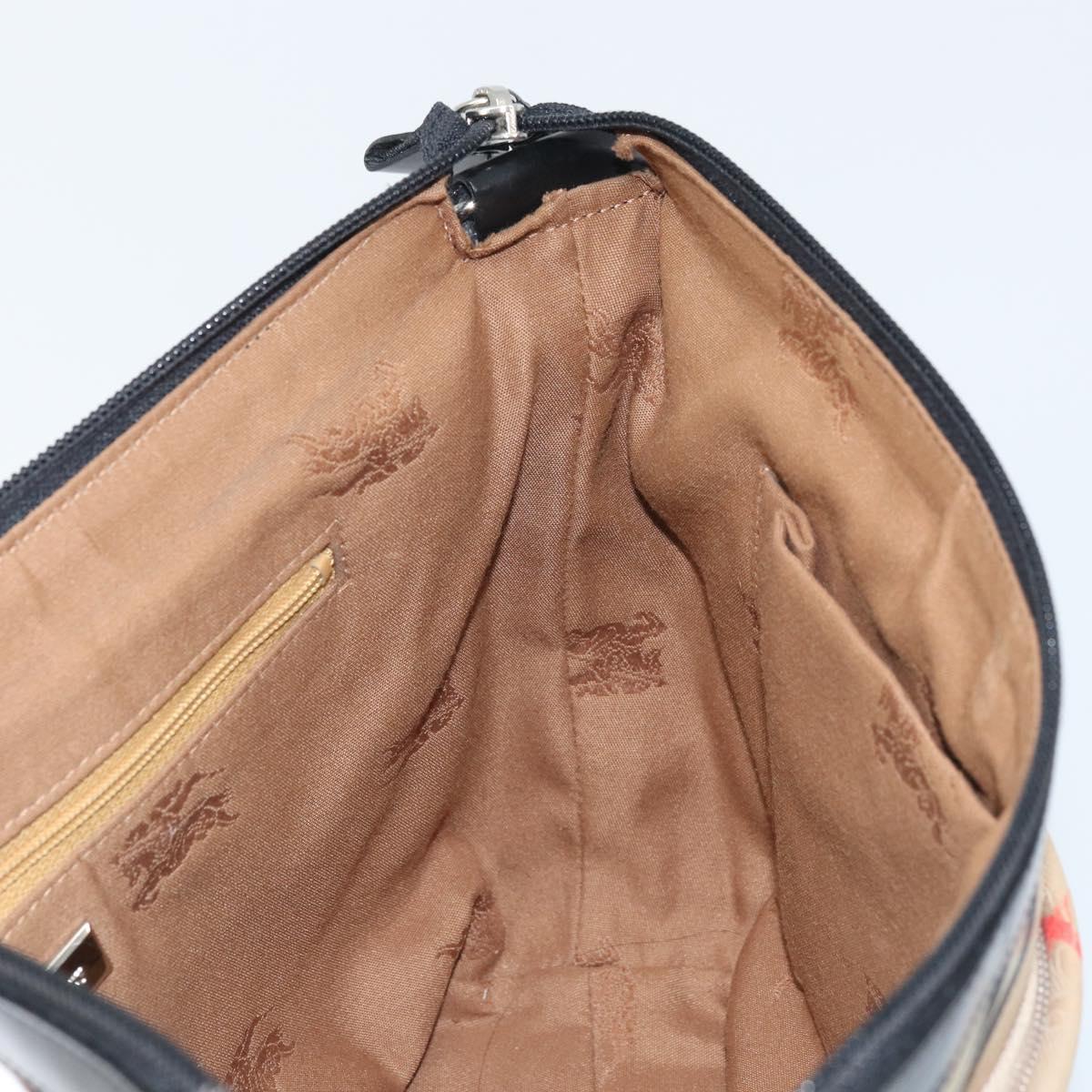 Burberrys Nova Check Shoulder Bag Canvas Beige Silver Auth BA11709
