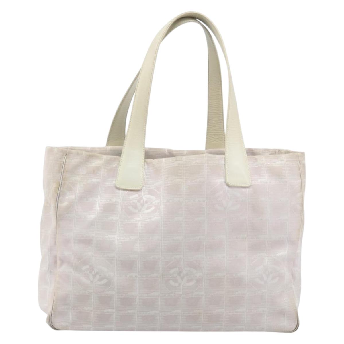 CHANEL New Travel Line Tote Bag Nylon Pink Gold CC Auth BA11718