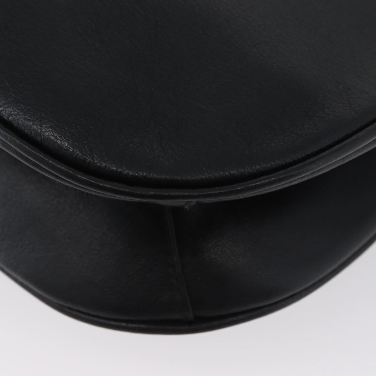 Gianni Versace Shoulder Bag Leather Black Gold Auth BA11726