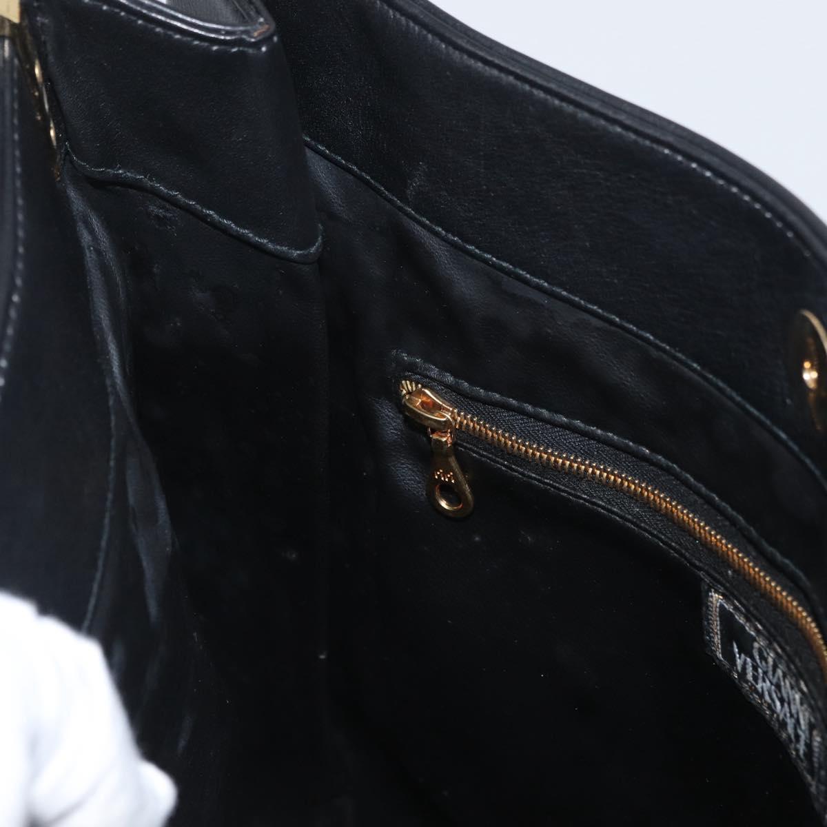 Gianni Versace Shoulder Bag Leather Black Gold Auth BA11726