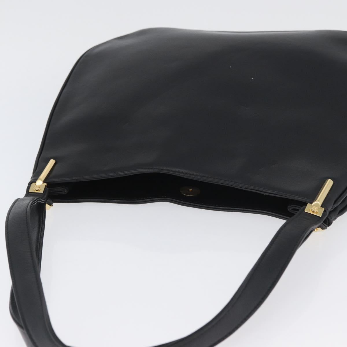 Gianni Versace Shoulder Bag Leather Black Gold Auth BA11726