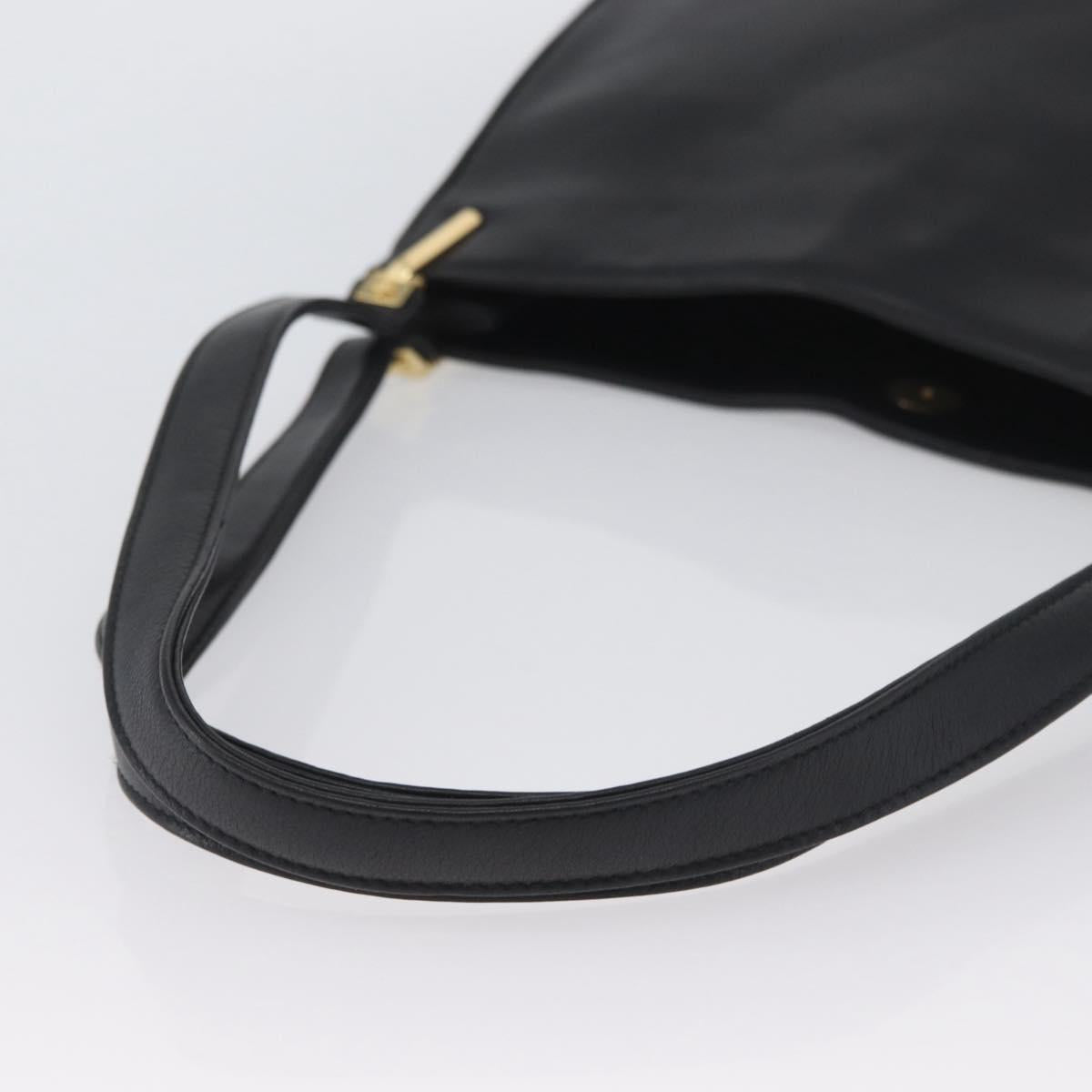 Gianni Versace Shoulder Bag Leather Black Gold Auth BA11726