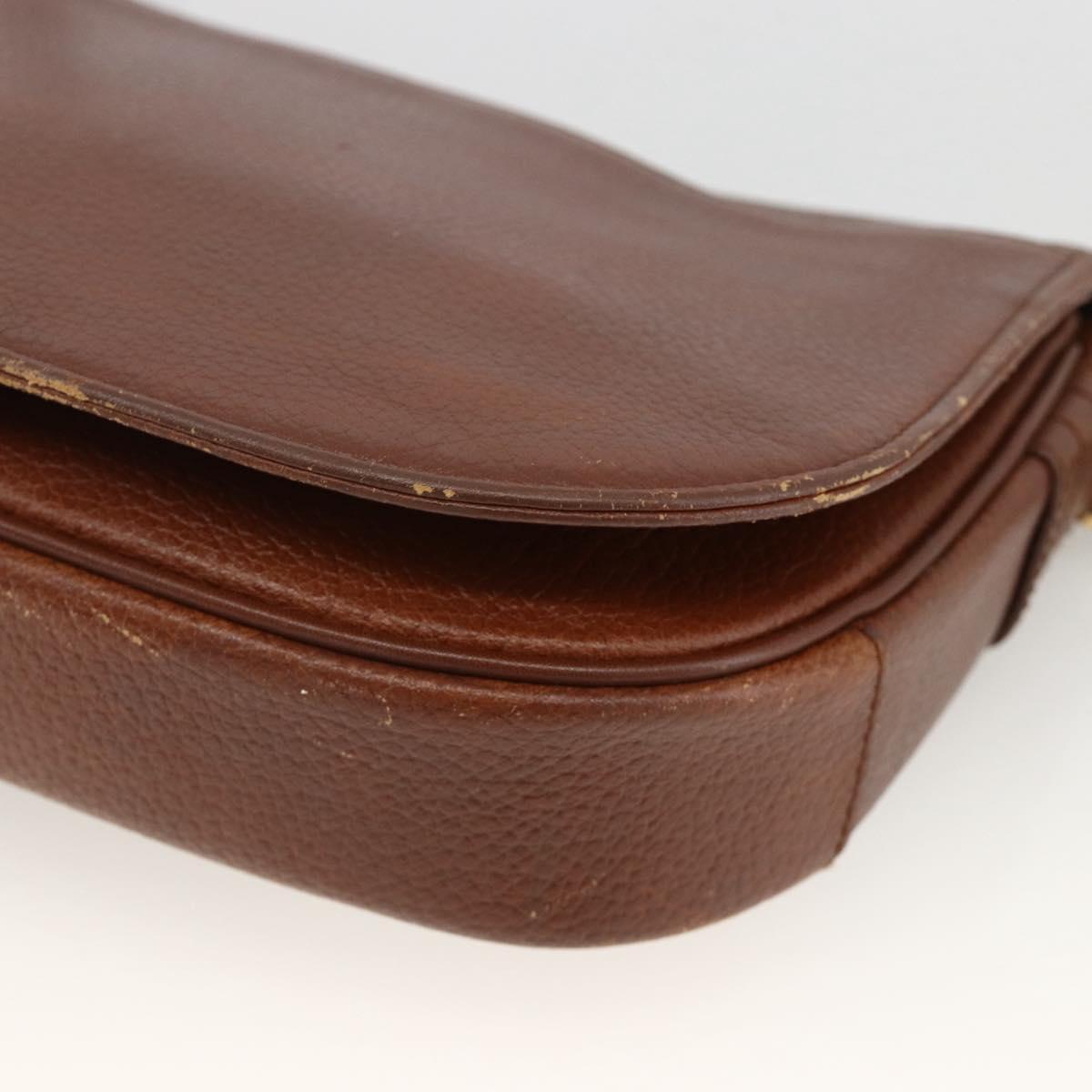 Burberrys Shoulder Bag Leather Brown Gold Auth BA11727