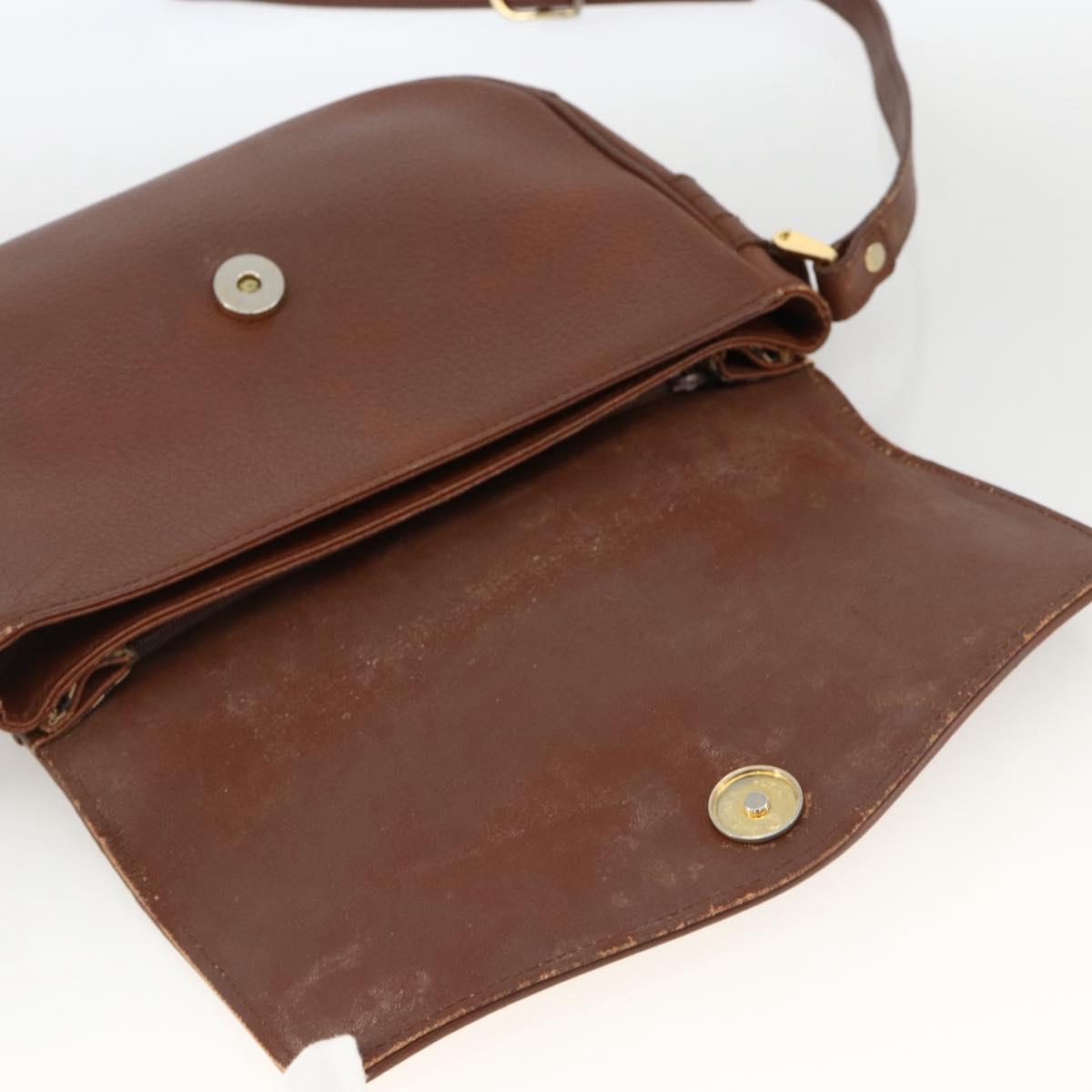 Burberrys Shoulder Bag Leather Brown Gold Auth BA11727