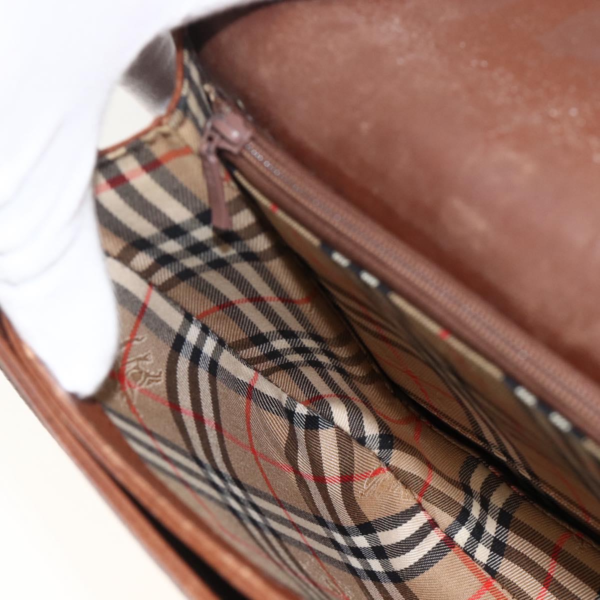 Burberrys Shoulder Bag Leather Brown Gold Auth BA11727