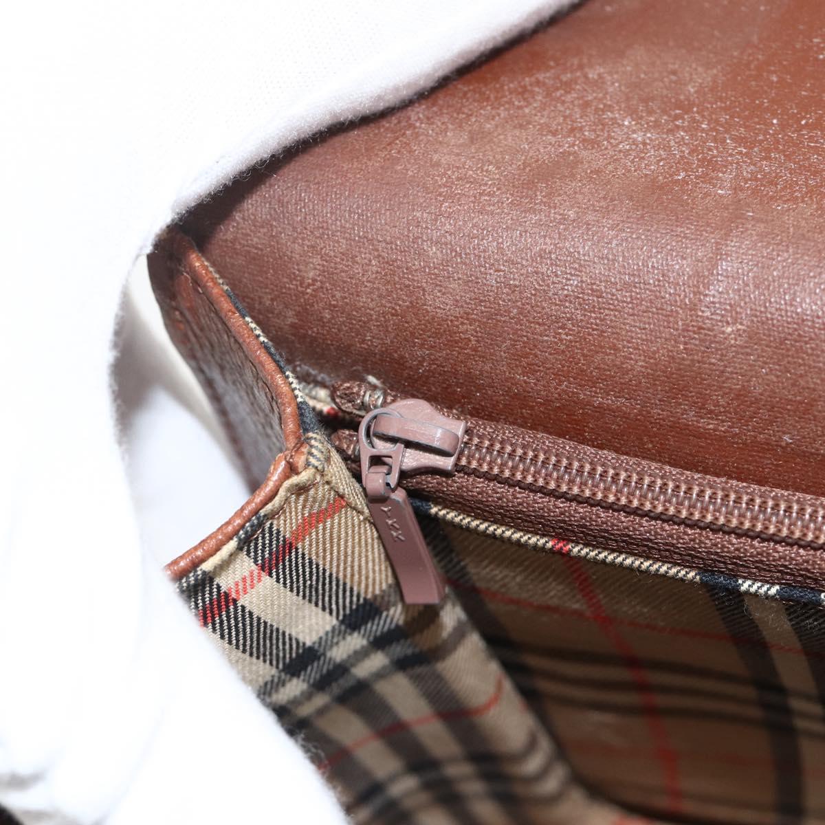 Burberrys Shoulder Bag Leather Brown Gold Auth BA11727