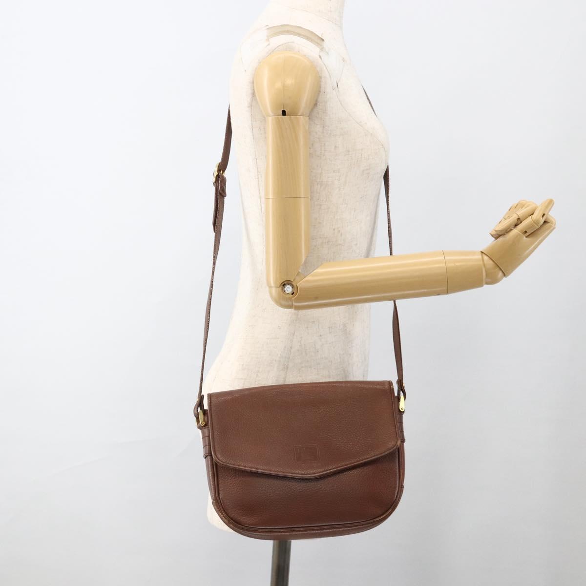 Burberrys Shoulder Bag Leather Brown Gold Auth BA11727