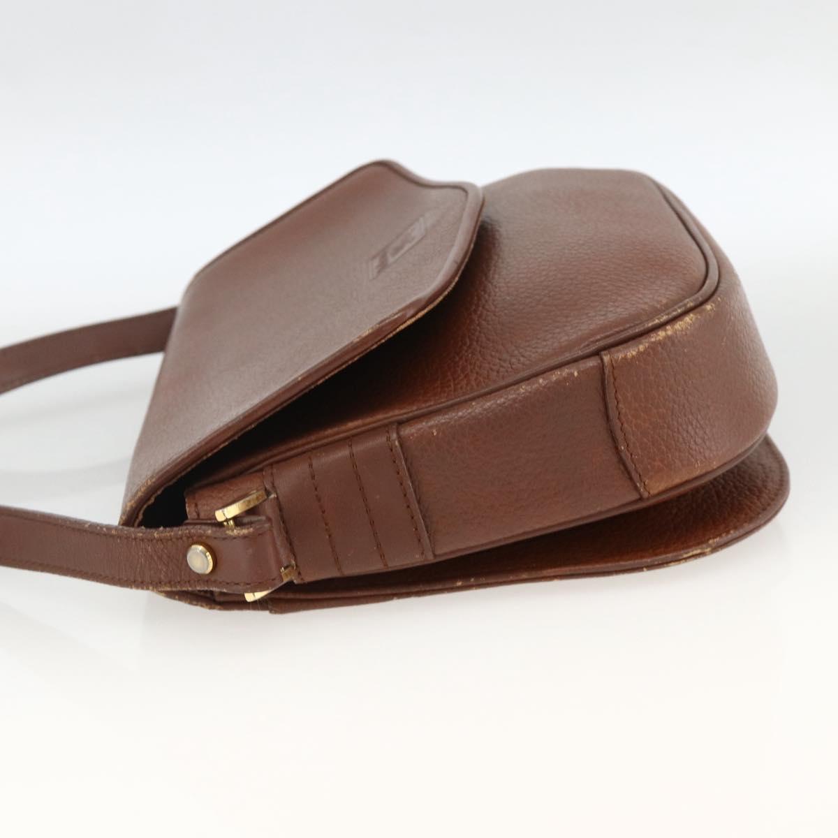 Burberrys Shoulder Bag Leather Brown Gold Auth BA11727