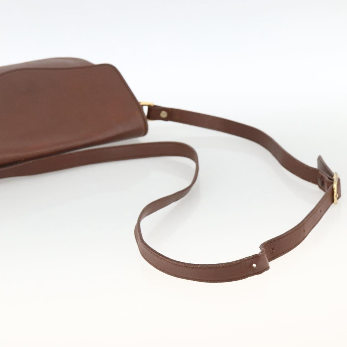 Burberrys Shoulder Bag Leather Brown Gold Auth BA11727