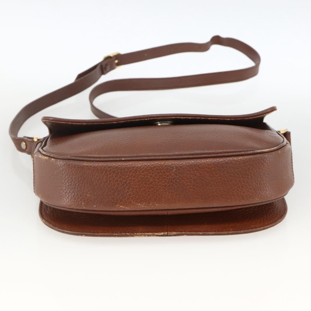 Burberrys Shoulder Bag Leather Brown Gold Auth BA11727