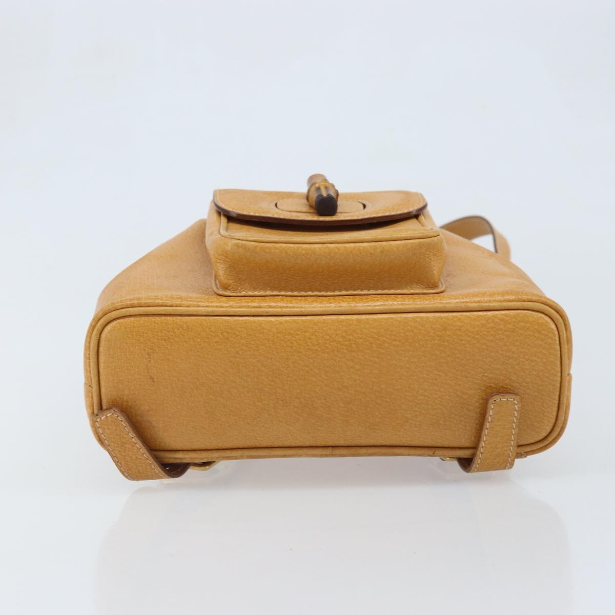 GUCCI Bamboo Backpack Leather Beige Gold 003 2058 0030 Auth BA11729