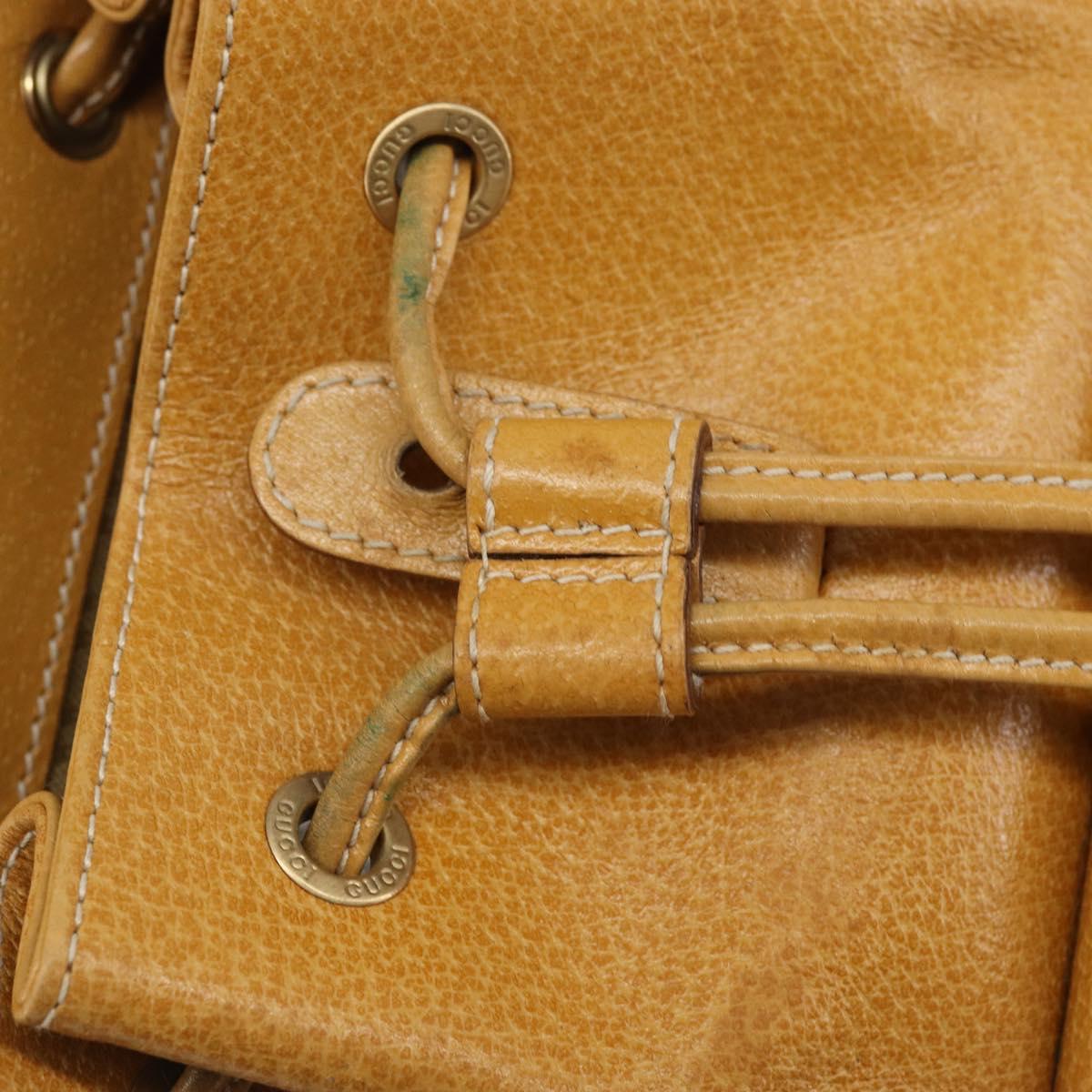 GUCCI Bamboo Backpack Leather Beige Gold 003 2058 0030 Auth BA11729