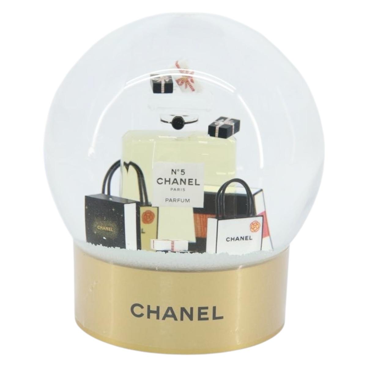 CHANEL Snow Globe Glass Gold CC Auth BA11732