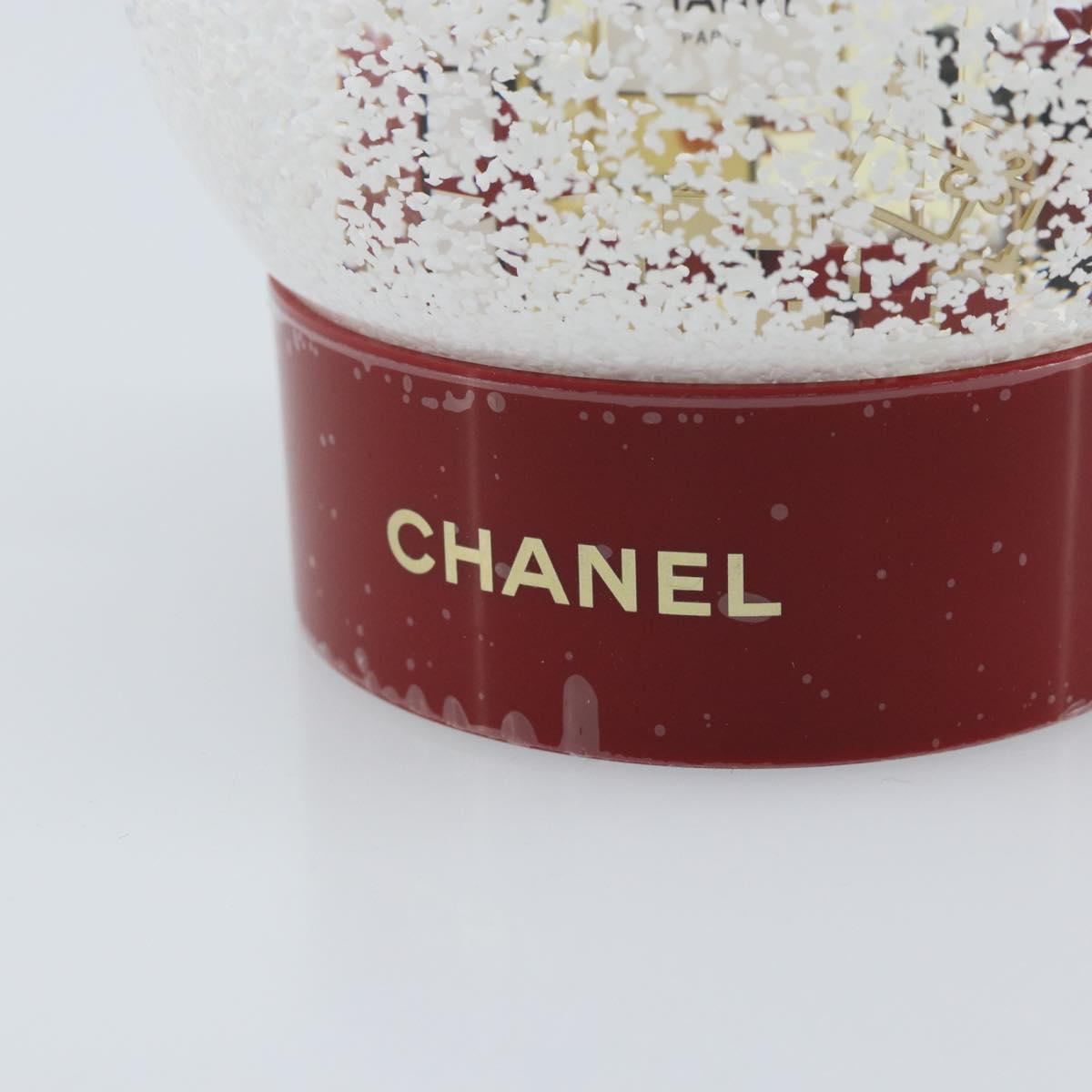 CHANEL Snow Globe Glass Red CC Auth BA11733