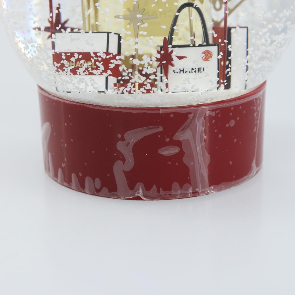 CHANEL Snow Globe Glass Red CC Auth BA11733