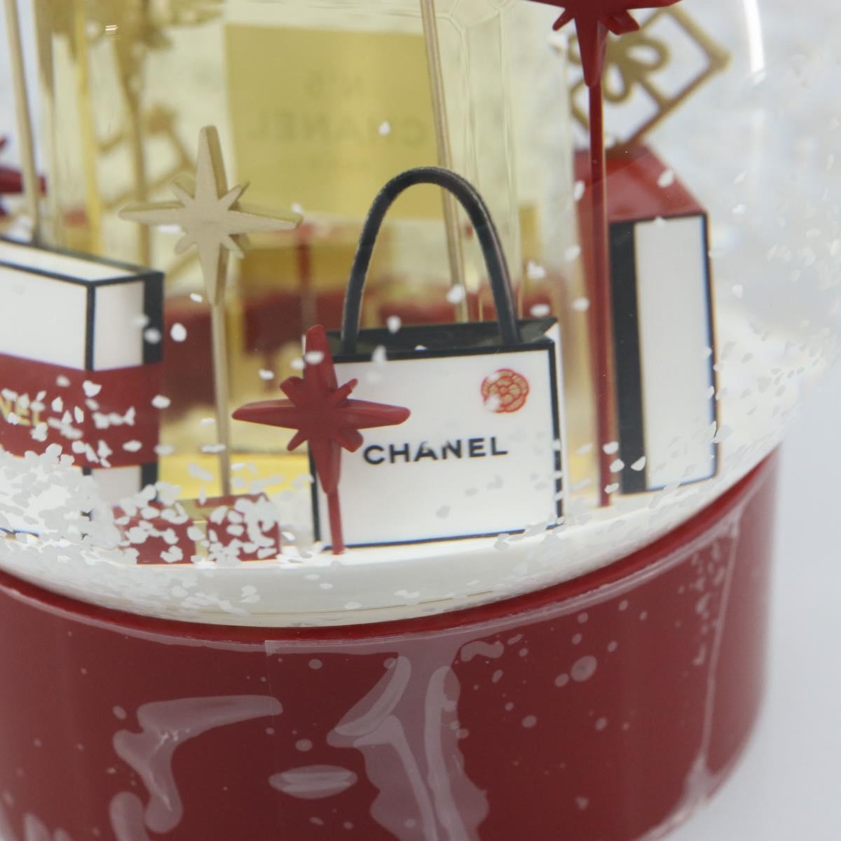 CHANEL Snow Globe Glass Red CC Auth BA11733
