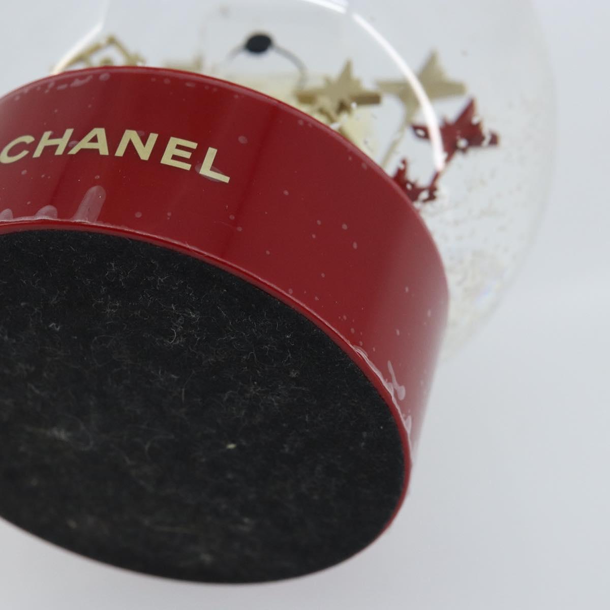 CHANEL Snow Globe Glass Red CC Auth BA11733